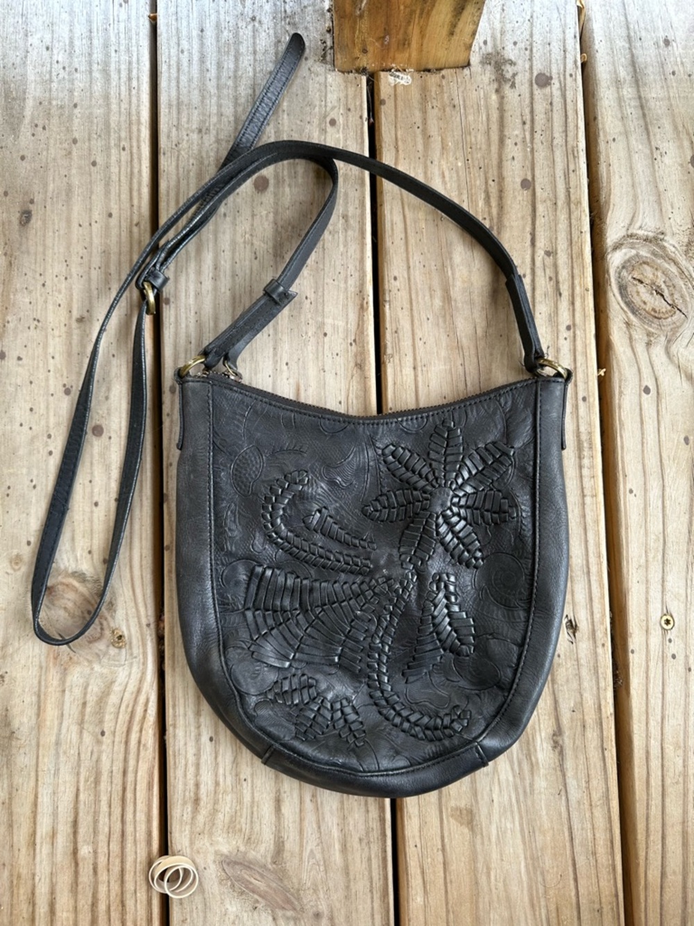 Vintage Y2K Lucky Brand leather bohemian crossbody bag black - Picture 2 of 6